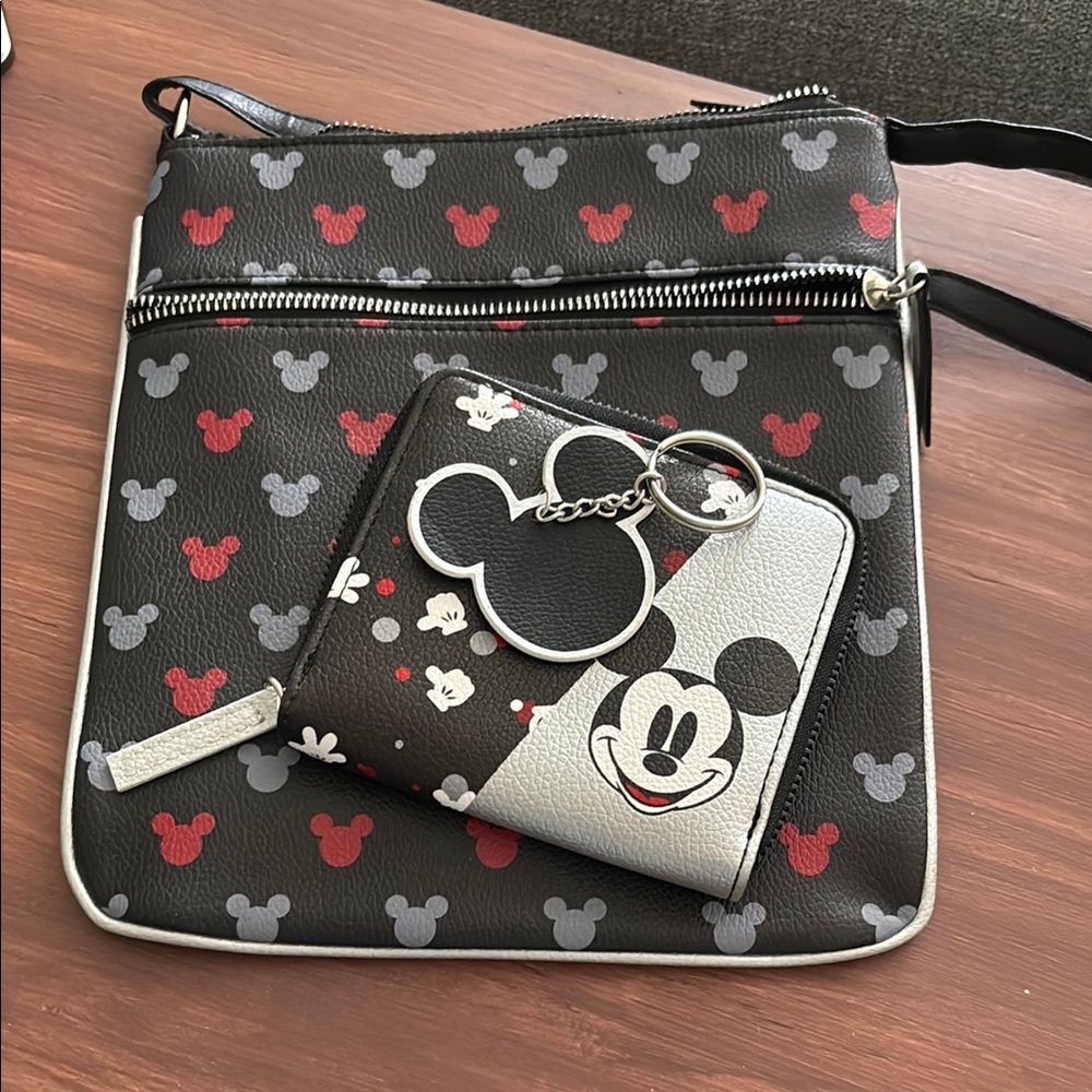 Disney Mickey Mouse Crossbody Bag and Wallet Set